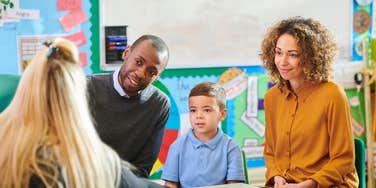 parent teacher conference in classroom